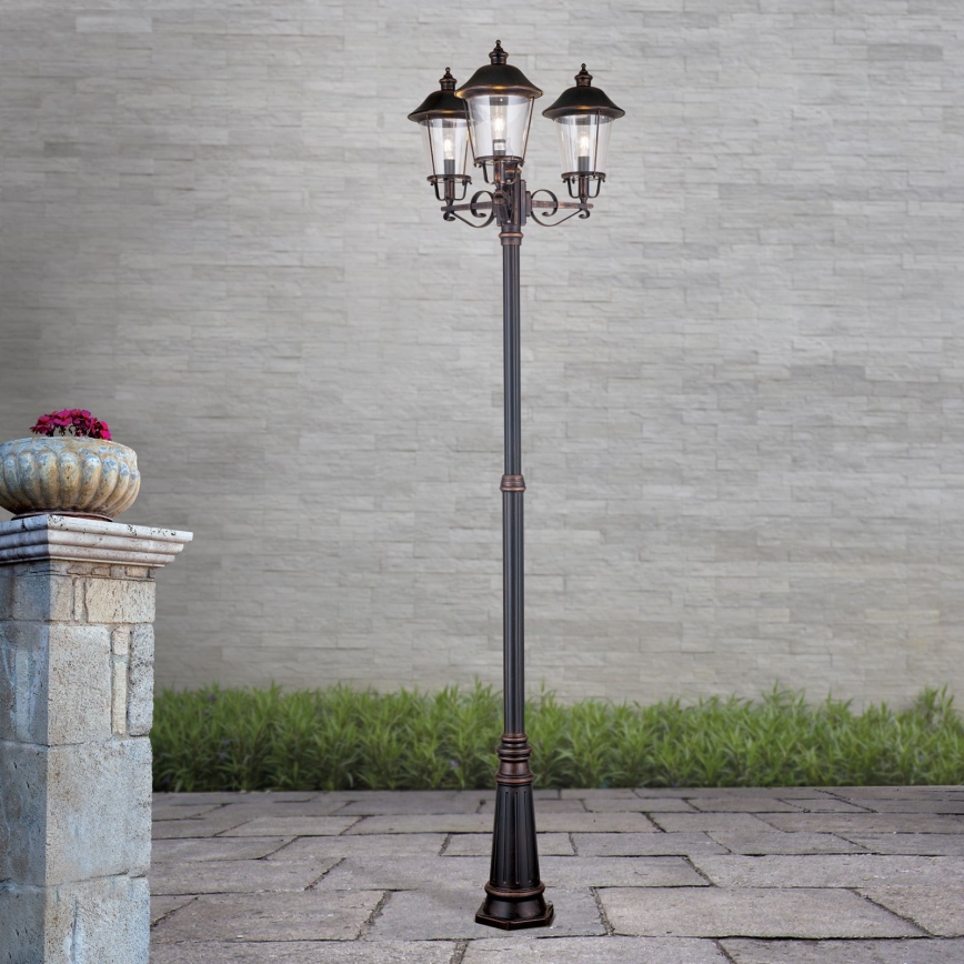 Utomhuslampa KENZO 3xE27/100W/230V IP44 brons/patina