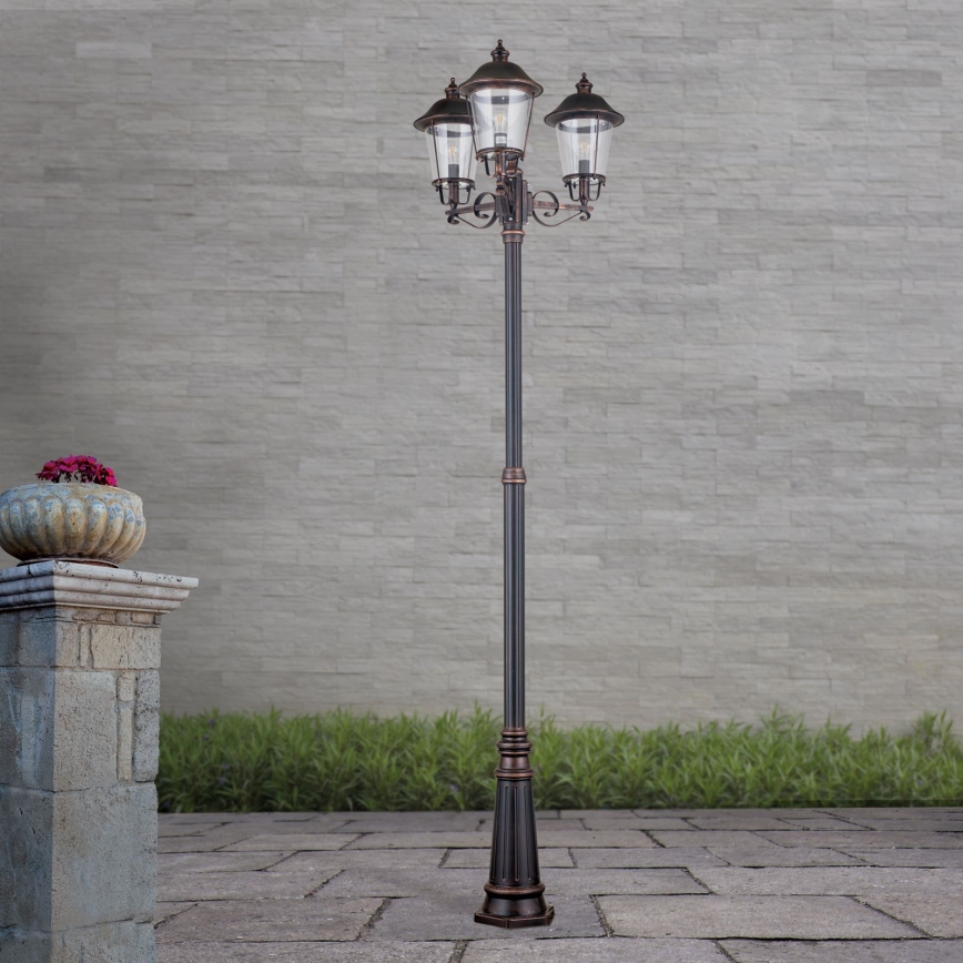 Utomhuslampa KENZO 3xE27/100W/230V IP44 brons/patina