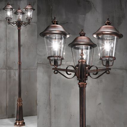 Utomhuslampa KENZO 3xE27/100W/230V IP44 brons/patina