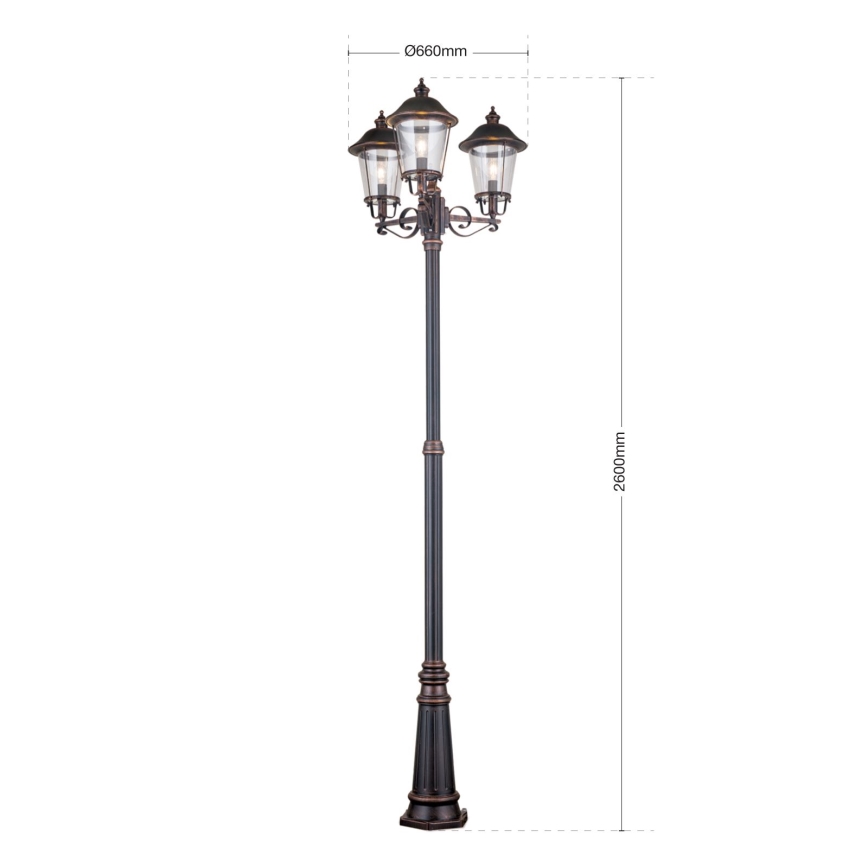 Utomhuslampa KENZO 3xE27/100W/230V IP44 brons/patina