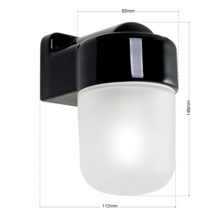 Vägglampa OSTIA 1xE27/40W/230V, svart