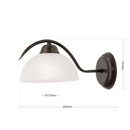 Vägglampa RULA 1xE27/40W/230V vit/brons