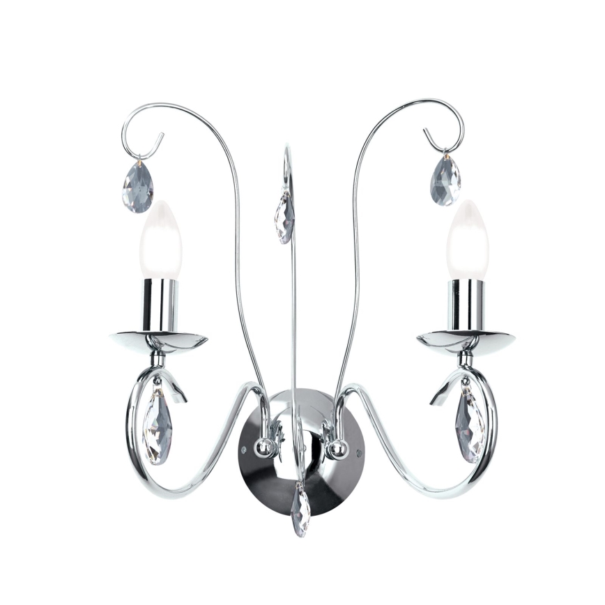 Vägglampa i kristall ALESSIA 2xE14/40W/230V skinande krom