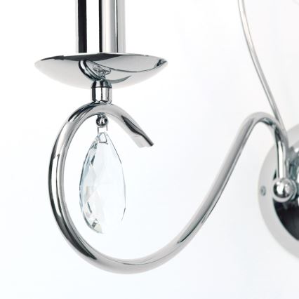 Vägglampa i kristall ALESSIA 2xE14/40W/230V skinande krom
