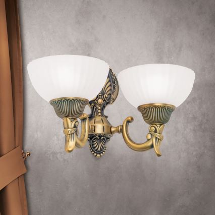 Vägglampa ROCCA 2xE27/60W/230V brons/vit