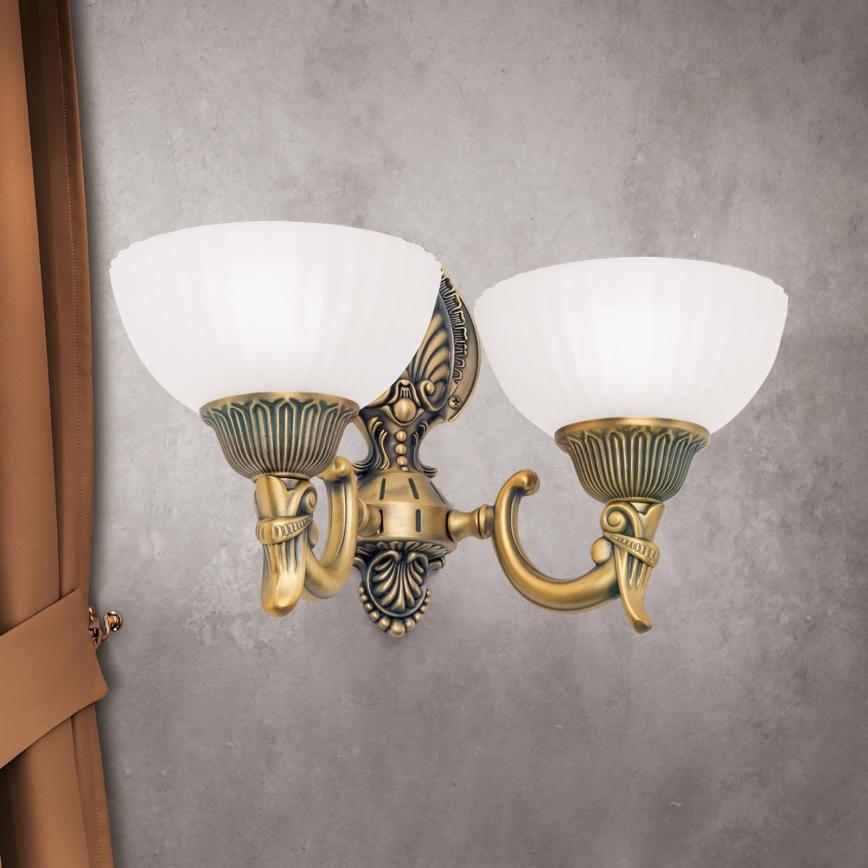 Vägglampa ROCCA 2xE27/60W/230V brons/vit