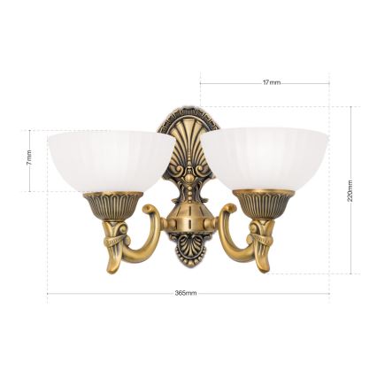 Vägglampa ROCCA 2xE27/60W/230V brons/vit