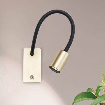 LED Flexibel vägg små lampor KURT LED/5W/230V guld