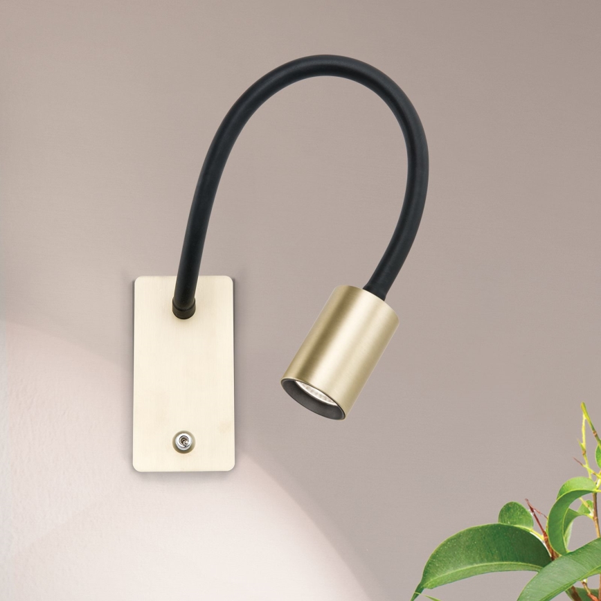 LED Flexibel vägg små lampor KURT LED/5W/230V guld