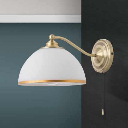 Vägglampa OLD LAMP 1xE27/40W/230V vit/mässing