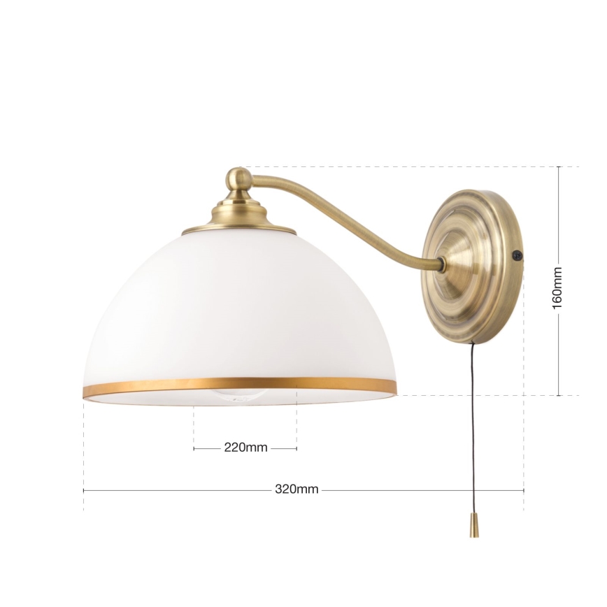 Vägglampa OLD LAMP 1xE27/40W/230V vit/mässing