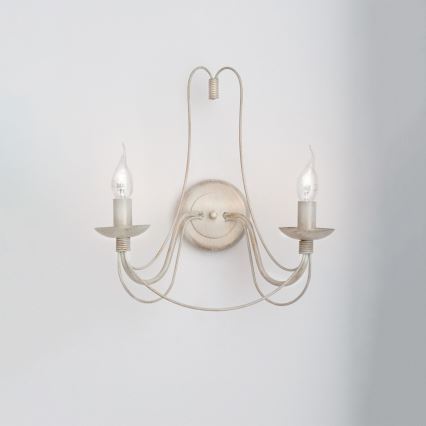 Vägglampa VELA 2xE14/40W/230V vit/guld/patina