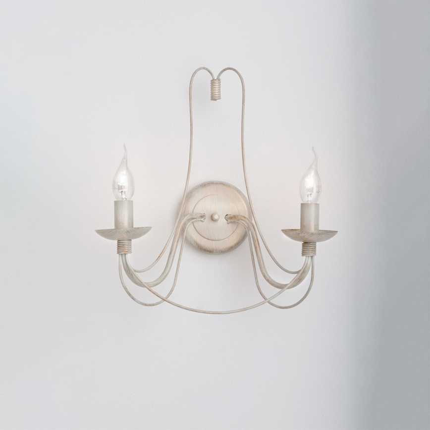 Vägglampa VELA 2xE14/40W/230V vit/guld/patina