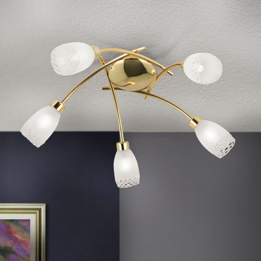 Ytmonterad ljuskrona CARLA 5xG9/28W/230V, guld