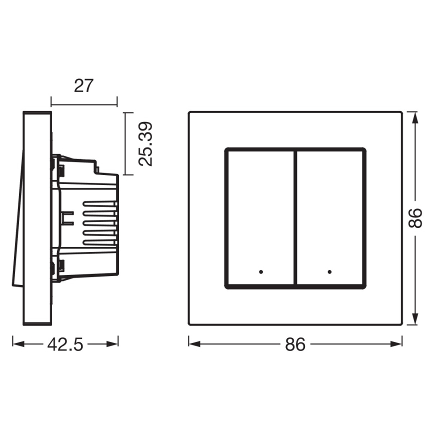 Osram - 2-knappars strömbrytare SMART+ MATTER 230V Wi-Fi