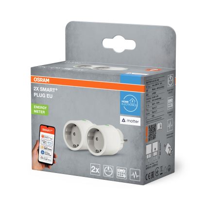 Osram - 2-pack smartplugg SMART+ MATTER SCHUKO 2300W/230V/10A Wi‑Fi vit