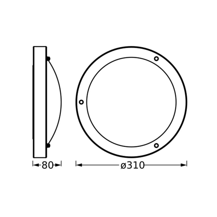 Osram - Badrumsplafond BATHROOM CLASSIC 1xE27/15W/230V Ø 31 cm IP44