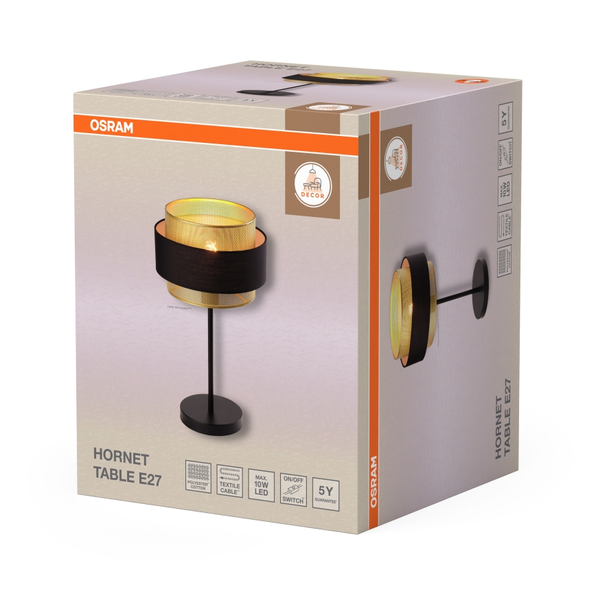 Osram - Bordslampa DECOR HORNET 1xE27/10W/230V svart/guld