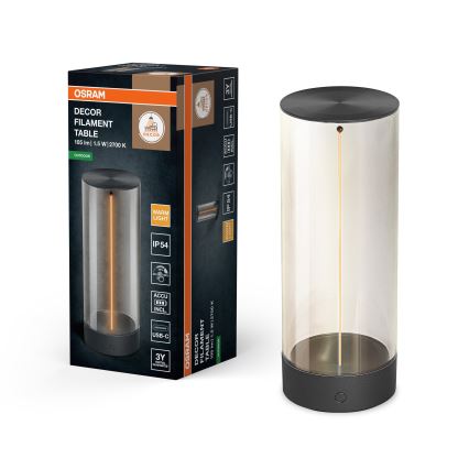 Osram - LED dimbar beröringsstyrd utomhusbordslampa ENDURA STYLE LED/1,5W/5V 2500 mAh USB IP54 antracit