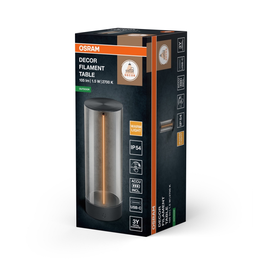 Osram - LED dimbar beröringsstyrd utomhusbordslampa ENDURA STYLE LED/1,5W/5V 2500 mAh USB IP54 antracit