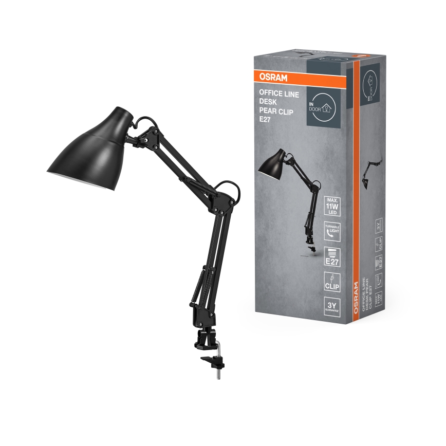 Osram - Bordslampa med klämma DESK LINE 1xE27/11W/230V svart