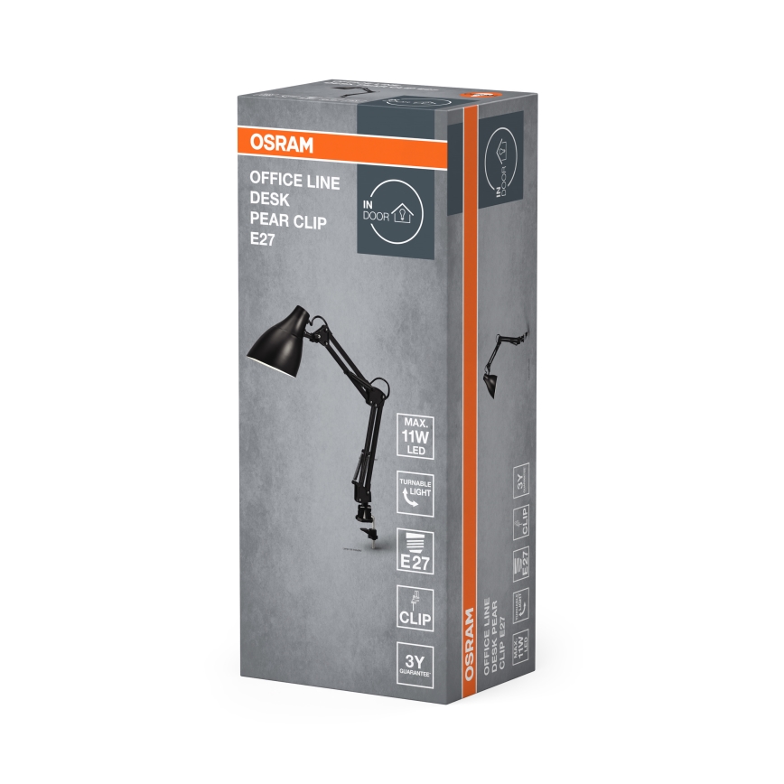 Osram - Bordslampa med klämma DESK LINE 1xE27/11W/230V svart