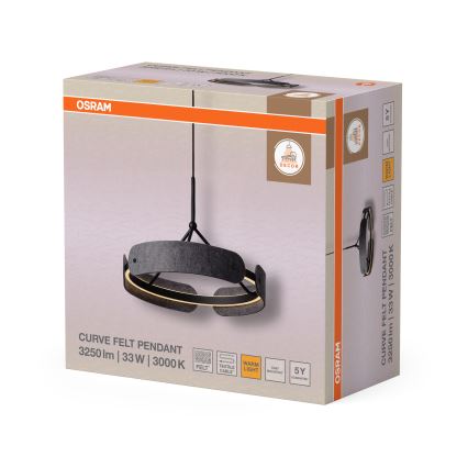 Osram - DECOR CURVE LED-takpendel med vajerupphängning, 33 W, 230 V, grå