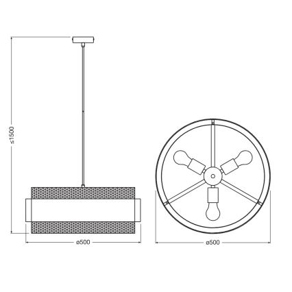 Osram - DECOR HORNET pendel med kabel 3x E27/10 W/230 V Ø 50 cm svart/guld