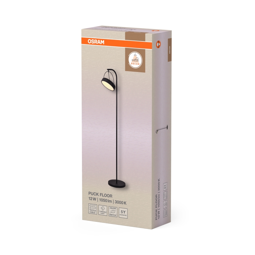 Osram - DECOR PUCK LED-golvlampa 12W/230V CRI 90, svart