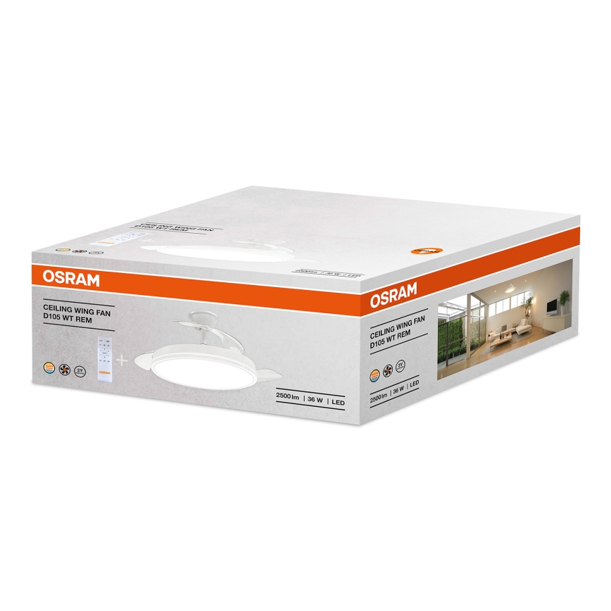 Osram - Dimbar LED-armatur med fläkt WING LED/36W/230V 3000/4000/6000K +Fjärrkontroll