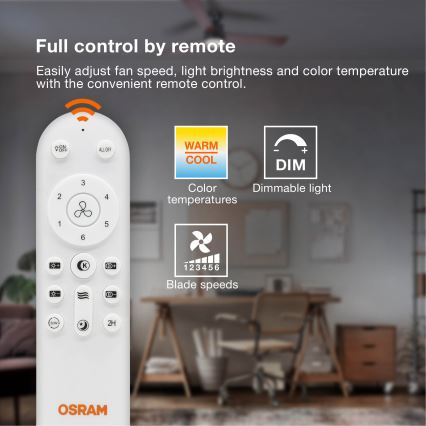 Osram - Dimbart LED-takarmatur med fläkt SOLANO LED/26W/230V 3000/4000/6500K + fjärrkontroll