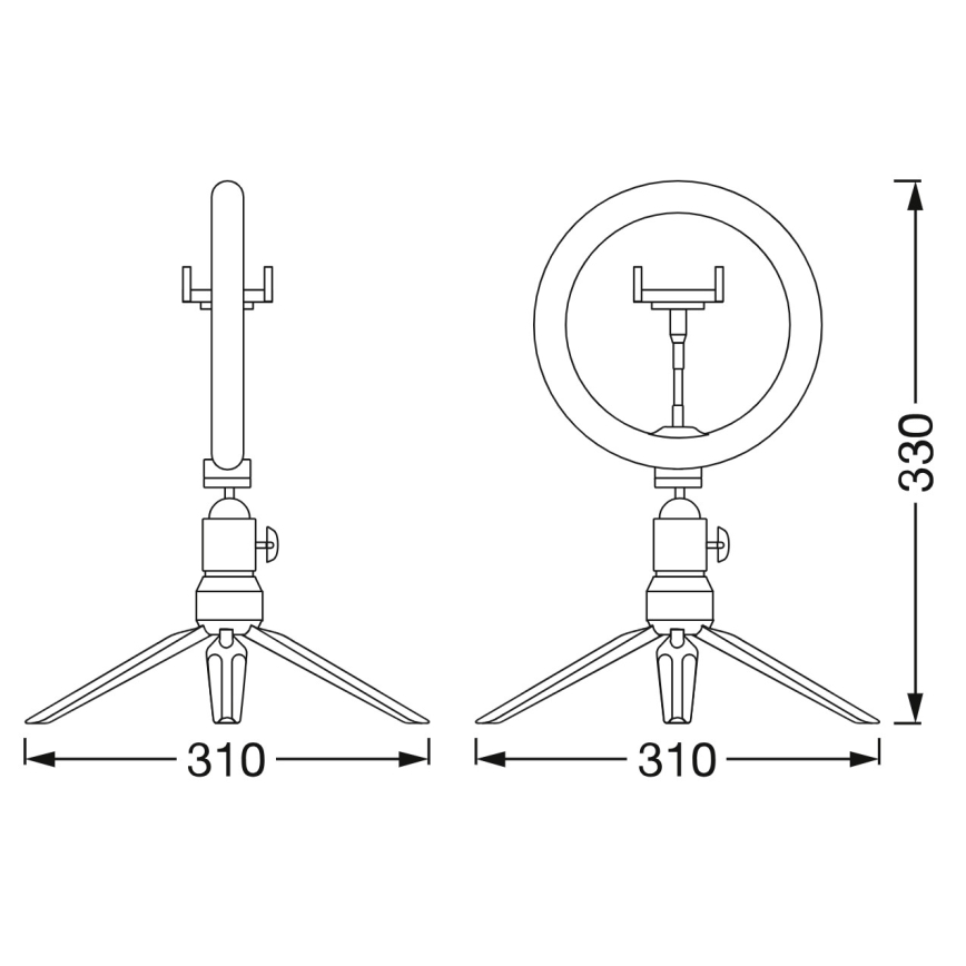 Osram - LED dimbar skrivbordslampa med stativ och hållare för vloggning LED/5,5W/USB 3000-6500K 210 mAh