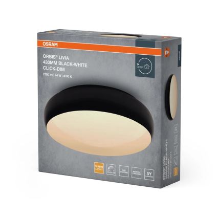 Osram - Dimbart LED-taklampa ORBIS LIVIA LED/24W/230V Ø 43 cm svart/vit