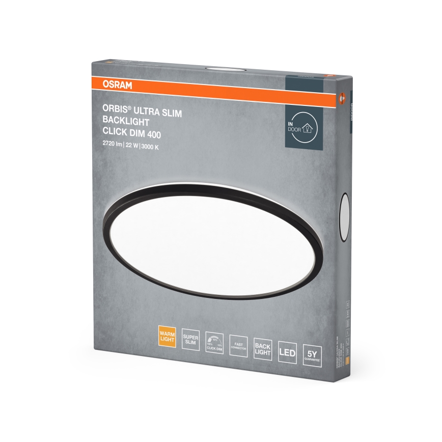 Osram - Dimbart LED-takarmatur ORBIS ULTRA SLIM LED/22W/230V 3000K Ø 40 cm svart