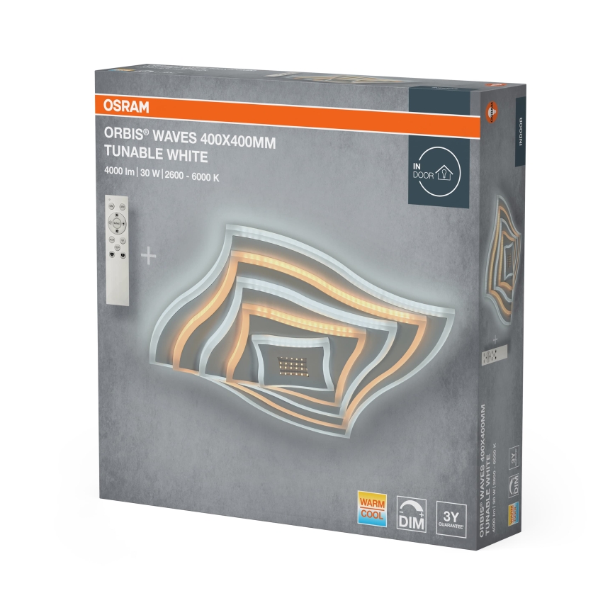 Osram - LED-dimmbar taklampa ORBIS WAVES LED/30W/230V 2600-6000K 40x40 cm vit + fjärrkontroll