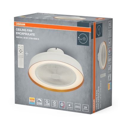 Osram - dimbar LED-takfläkt 49W/230V 2700-6500K vit/guld + fjärrkontroll