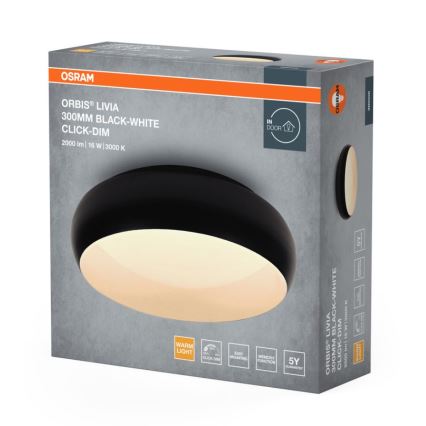 Osram - LED-dimbar takarmatur ORBIS LIVIA LED/16W/230V Ø 30 cm svart/vit
