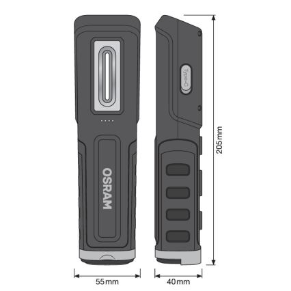 Osram - Dimmbar uppladdningsbar LED-inspektionslampa LEDINSPECT WIRE-FREE PRO 600 LED/5W/3,7V IP54