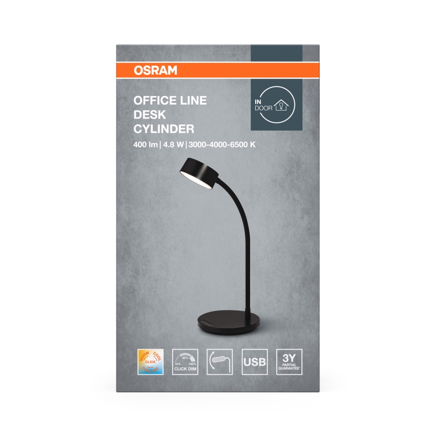Osram - LED dimbar skrivbordslampa OFFICE LINE LED/4,8W/230V 3000/4000/6500K svart
