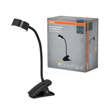 Osram - dimbar LED-skrivbordslampa med klämma OFFICE LINE LED/4,8W/230V 3000/4000/6500K svart
