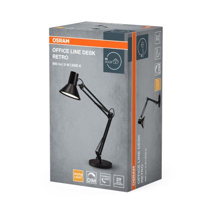 Osram - Dimmbar LED-skrivbordslampa OFFICE LINE LED/9W/230V 3000K svart