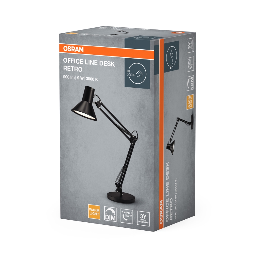 Osram - Dimmbar LED-skrivbordslampa OFFICE LINE LED/9W/230V 3000K svart
