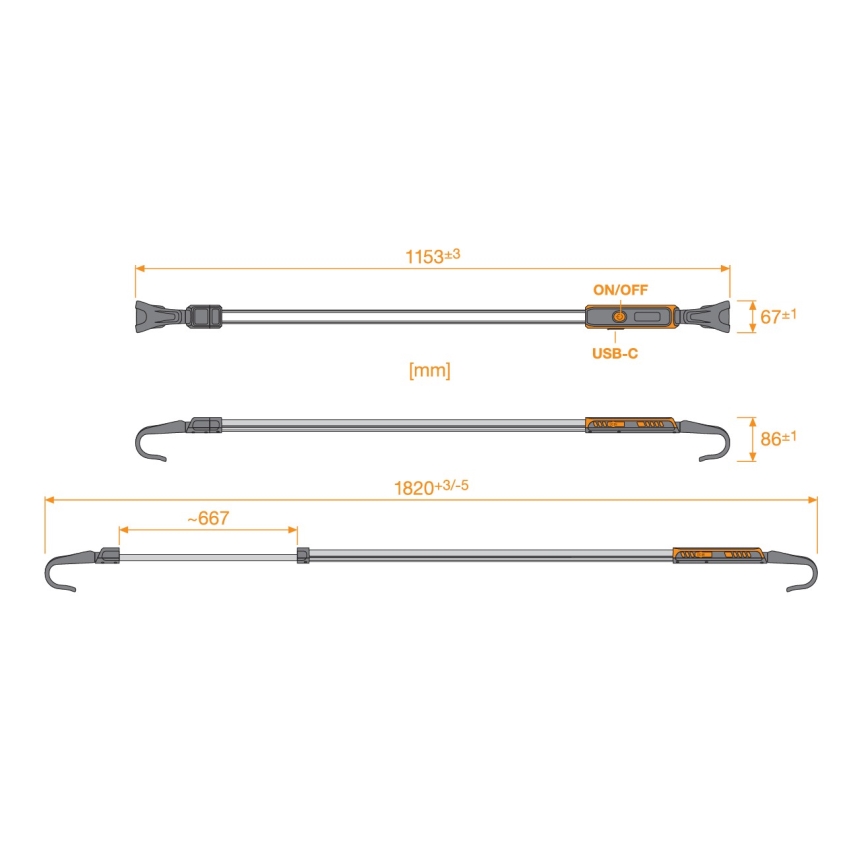 Osram - LED dimbar uppladdningsbar ficklampa LEDINSPECT UNDERBONNET LED/16W/3,7V IP65 4400 mAh