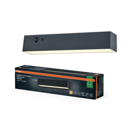 Osram - LED solcellsvägglampa med sensor ENDURA STYLE LED, 12,4 W / 4,2 V, 2000 mAh, IP54, antracit