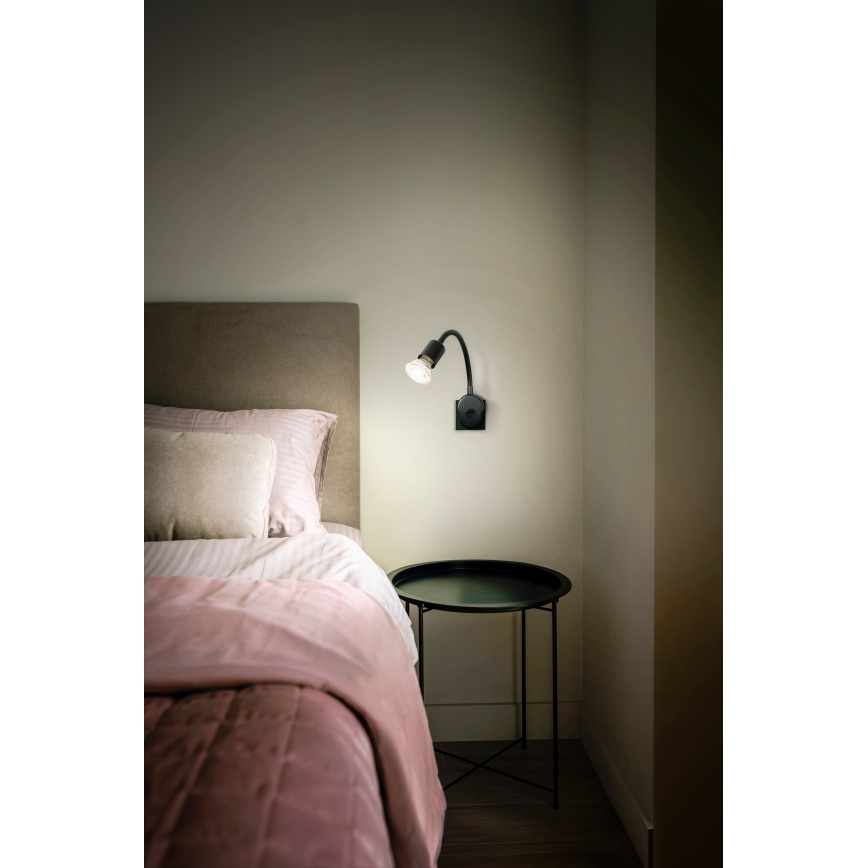 Osram - Flexibel vägglampa PLUG TUBE FLEX 1xGU10/5W/230V svart