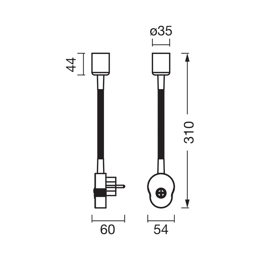Osram - Flexibel vägglampa PLUG TUBE FLEX 1xGU10/5W/230V svart