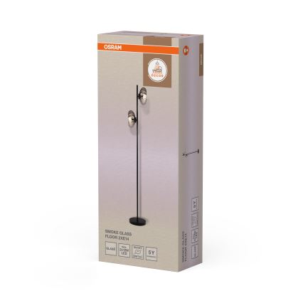 Osram - Golvlampa DECOR SMOKE 2xE14/12W/230V svart/rökgrå