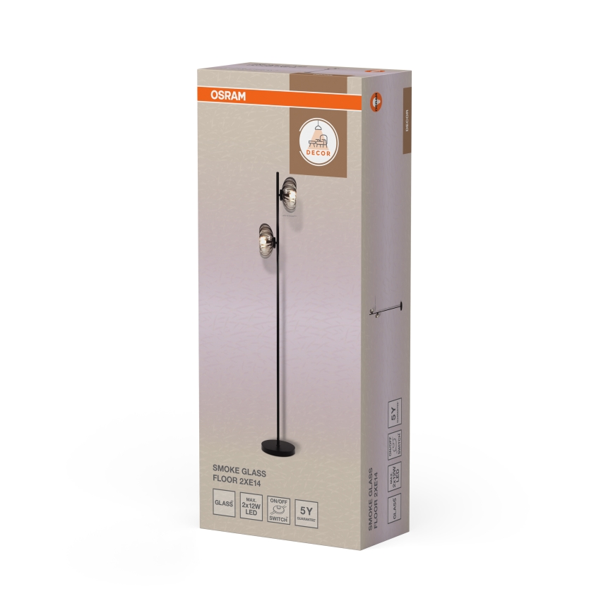 Osram - Golvlampa DECOR SMOKE 2xE14/12W/230V svart/rökgrå