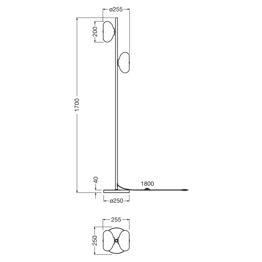 Osram - Golvlampa DECOR SMOKE 2xE14/12W/230V svart/rökgrå