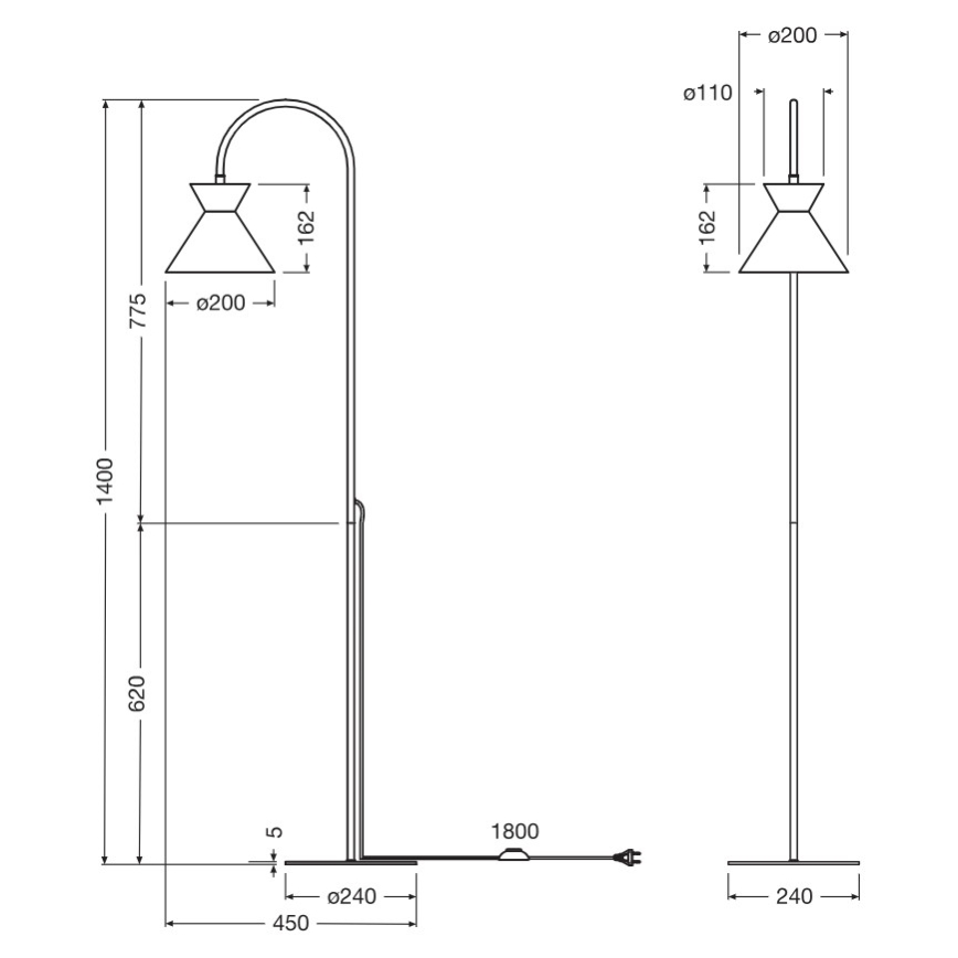 Osram - Golvlampa DECOR WAIST 1xE27/40W/230V svart